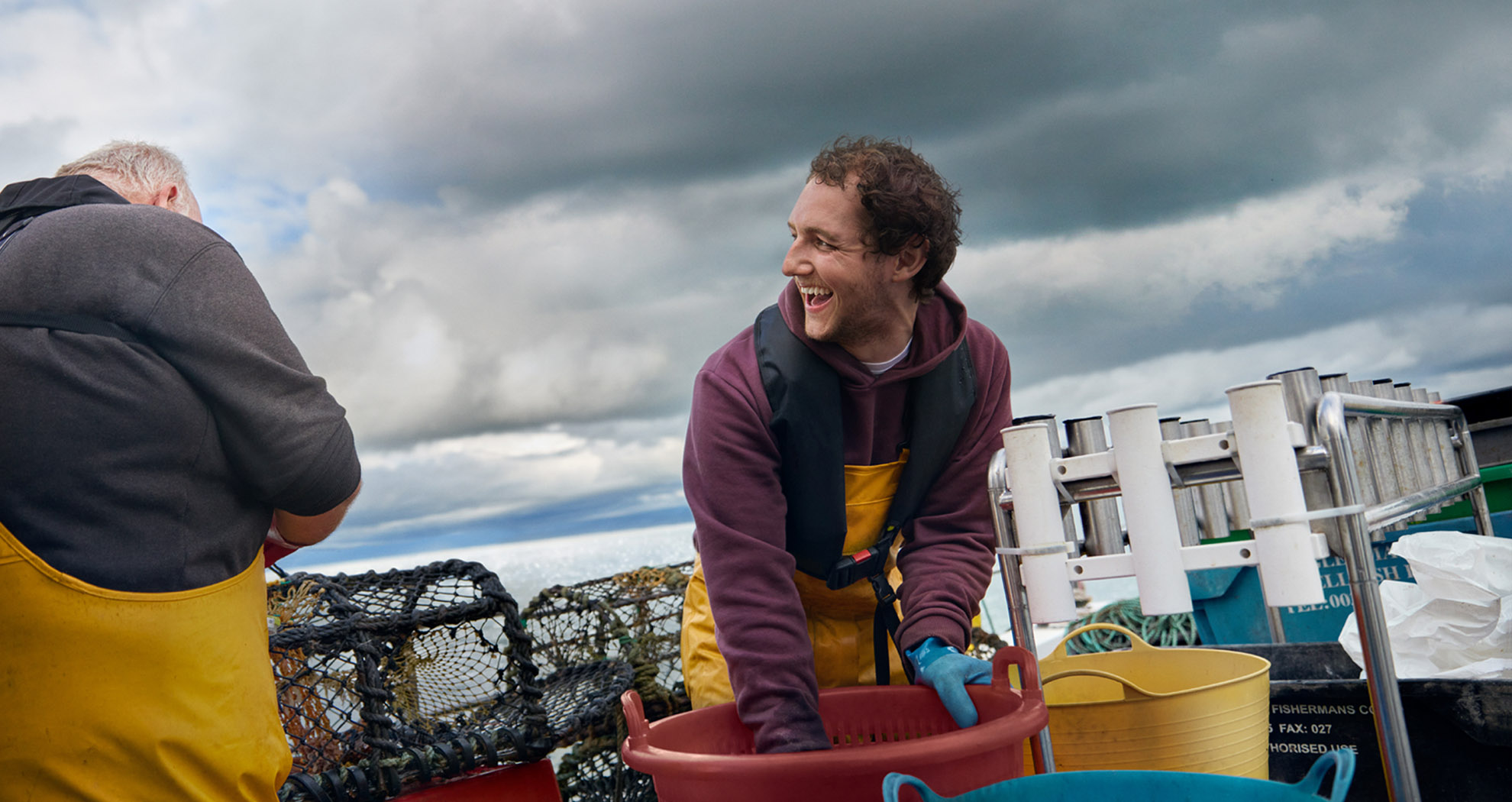 Fishermen working on a trawler